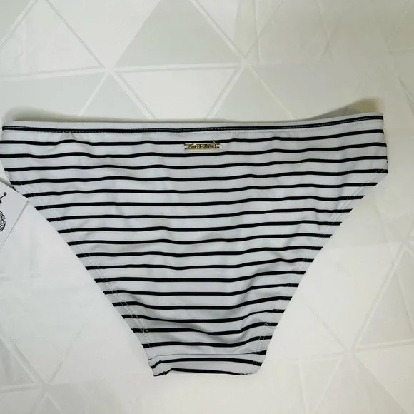 Vince Camuto  2 Pice White and Black Swimsuit  Stripe Bikini Size XS New - Picture 5 of 9